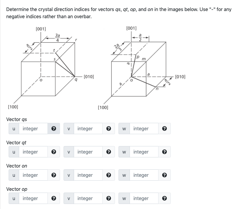 Solved Determine the crystal direction indices for vectors | Chegg.com