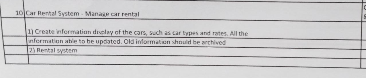WE NEED TO CREATE ' CAR RENTAL SYSTEM ' BY USING (C | Chegg.com