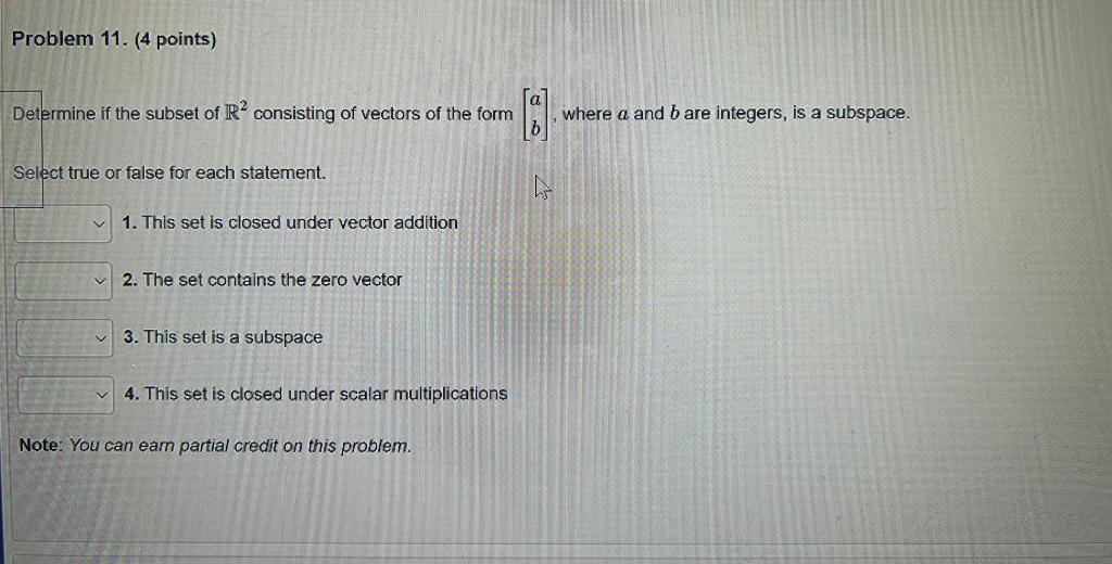 Solved Determine if the subset of R2 consisting of vectors | Chegg.com