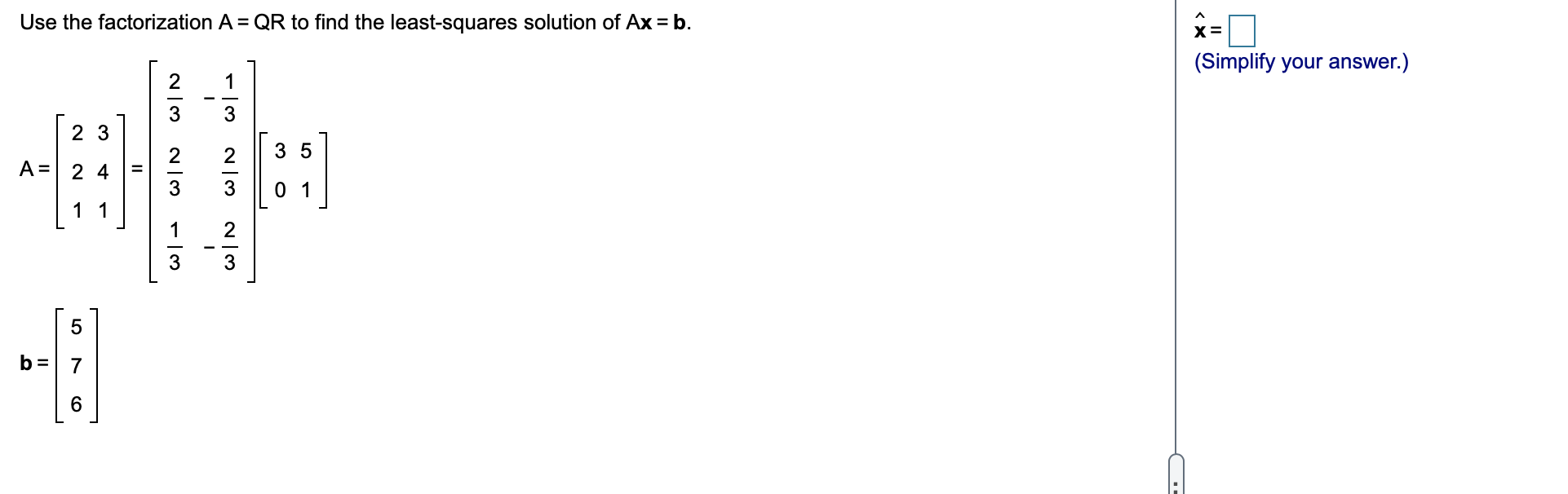 Solved An orthogonal basis for the column space of matrix A | Chegg.com