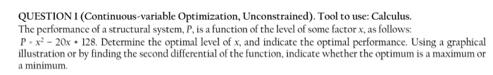 Solved QUESTION 1 (Continuous-variable Optimization, | Chegg.com