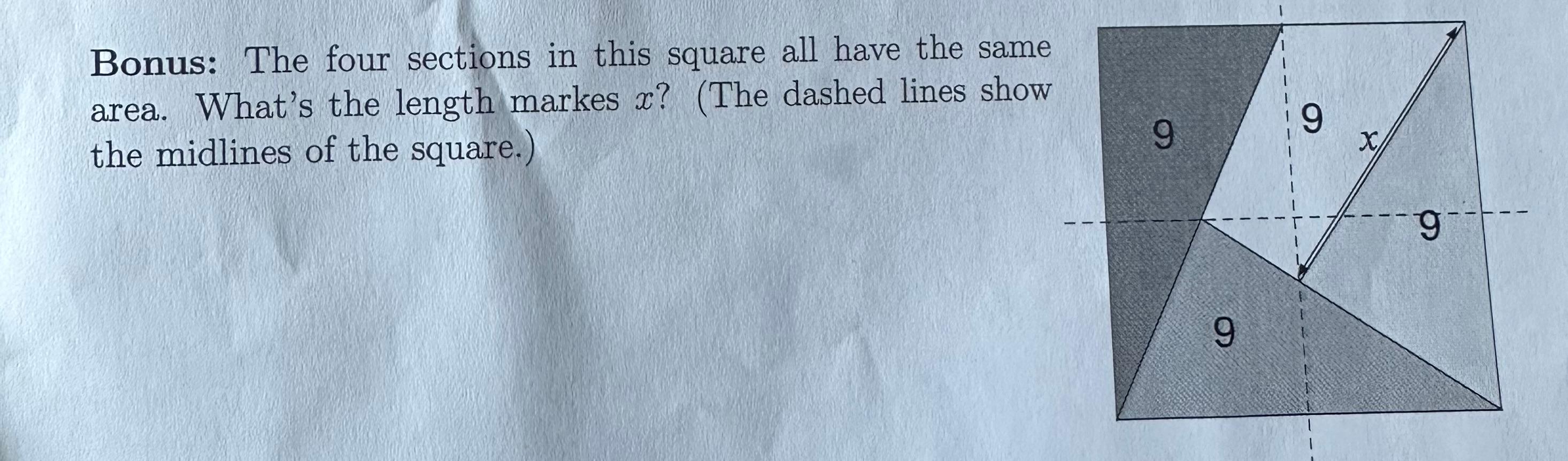 Solved Bonus: The four sections in this square all have the | Chegg.com