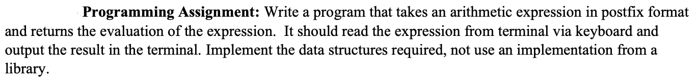 Solved Programming Assignment: Write a program that takes an | Chegg.com