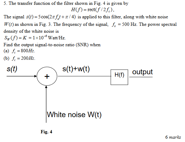 Solved 5. The transfer function of the filter shown in Fig. | Chegg.com