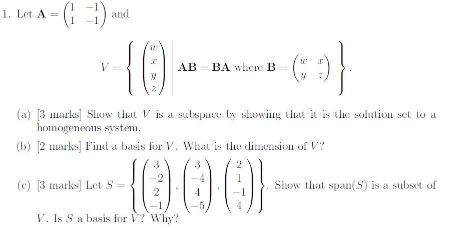 Solved 1 Let A 1 1 An {0 Ab Ba Where B 3 Y 2