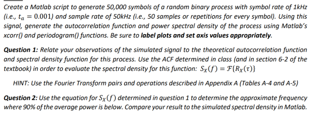 Create a Matlab script to generate 50,000 symbols of | Chegg.com