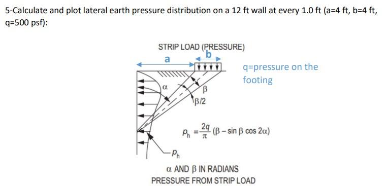 Solved 5-Calculate and plot lateral earth pressure | Chegg.com