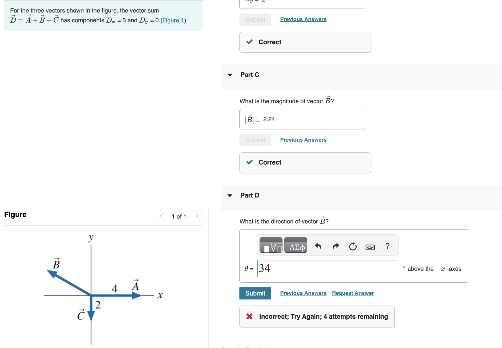 Solved For The Three Vectors Shown In The Figure, The Vector | Chegg.com