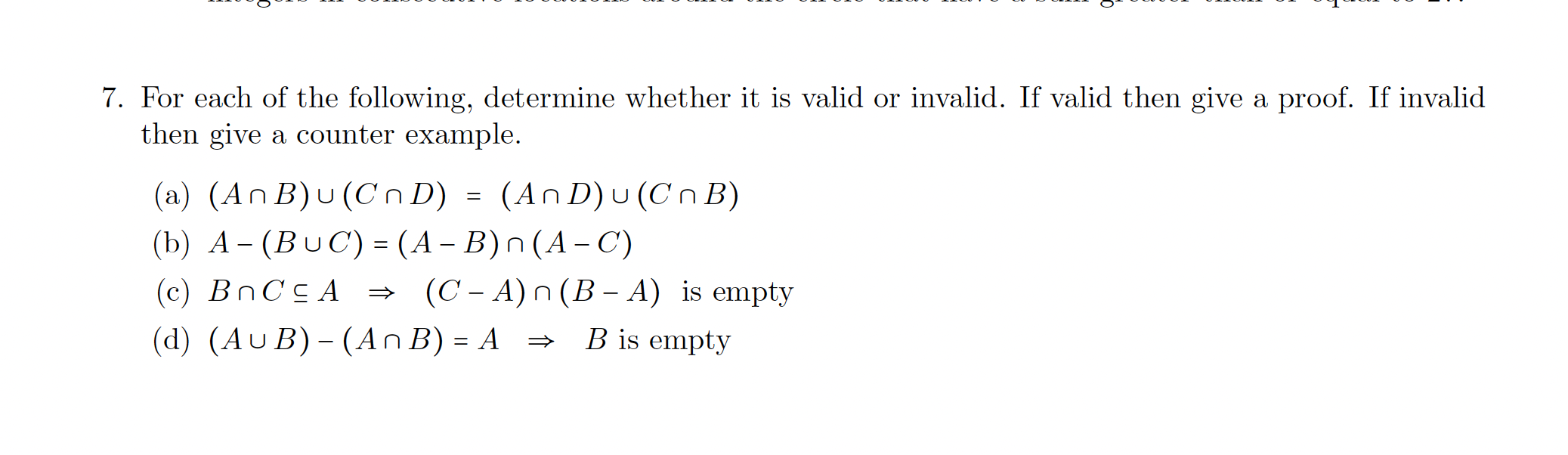Solved 7. For each of the following, determine whether it is | Chegg.com