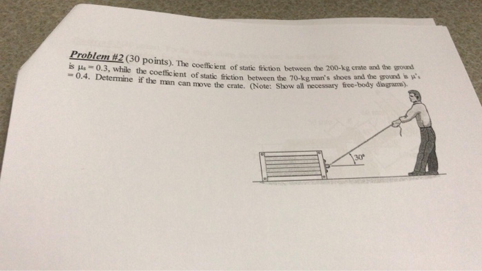 Solved Problem #2(30 points). The coeficient of static | Chegg.com