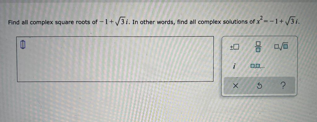 find the square root of complex number 1 i