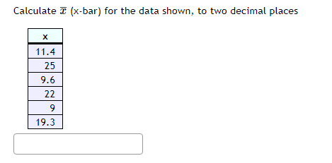 Solved Calculate xˉ (x-bar) for the data shown, to two | Chegg.com