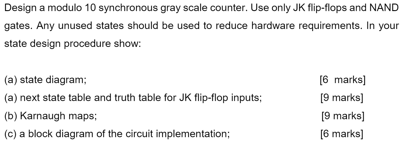 Solved Design a modulo 10 synchronous gray scale counter. | Chegg.com