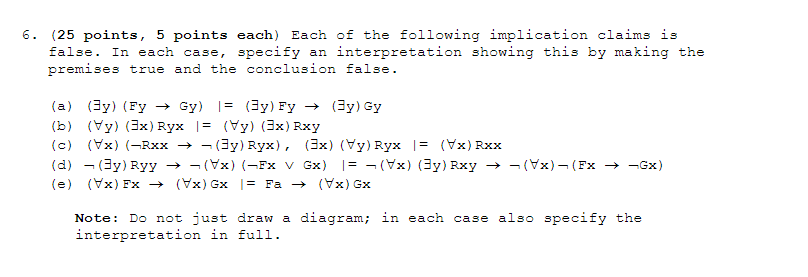 5. (25 points, 5 points each) Each of the following | Chegg.com