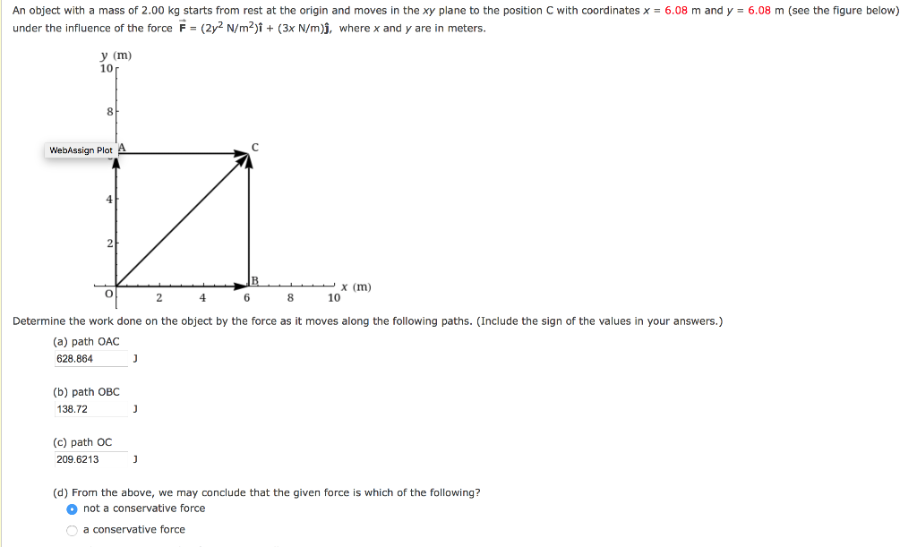 Solved An object with a mass of 2.00 kg starts from rest at | Chegg.com