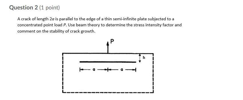 Solved Question 2 (1 point) A crack of length 2a is parallel | Chegg.com