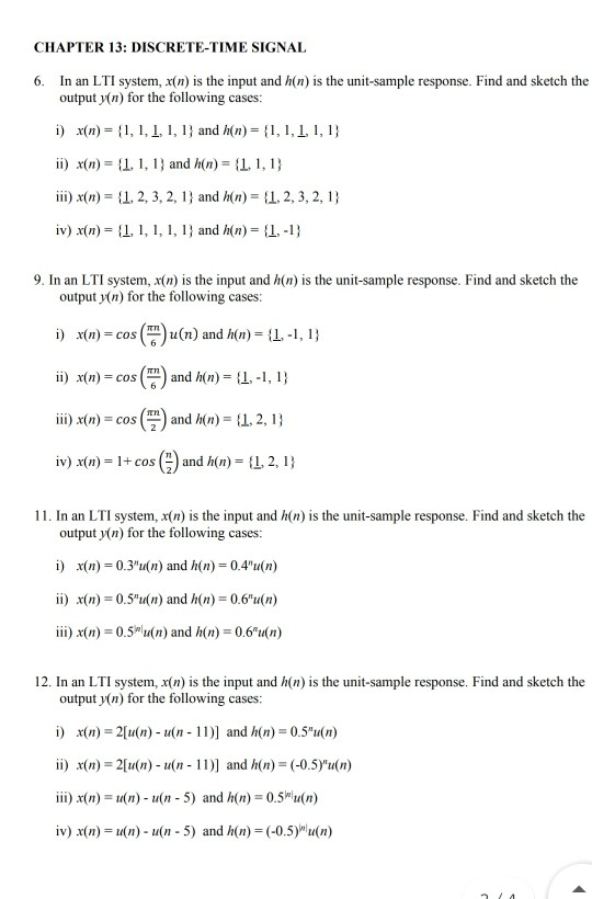 Solved CHAPTER 11: DISCRETE-TIME SIGNAL 11 For the following | Chegg.com