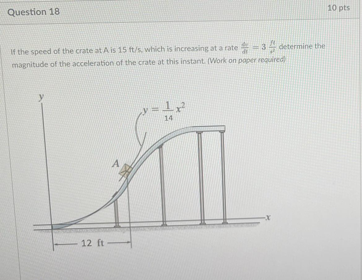 Solved If the speed of the crate at A is 15ft/s, which is | Chegg.com