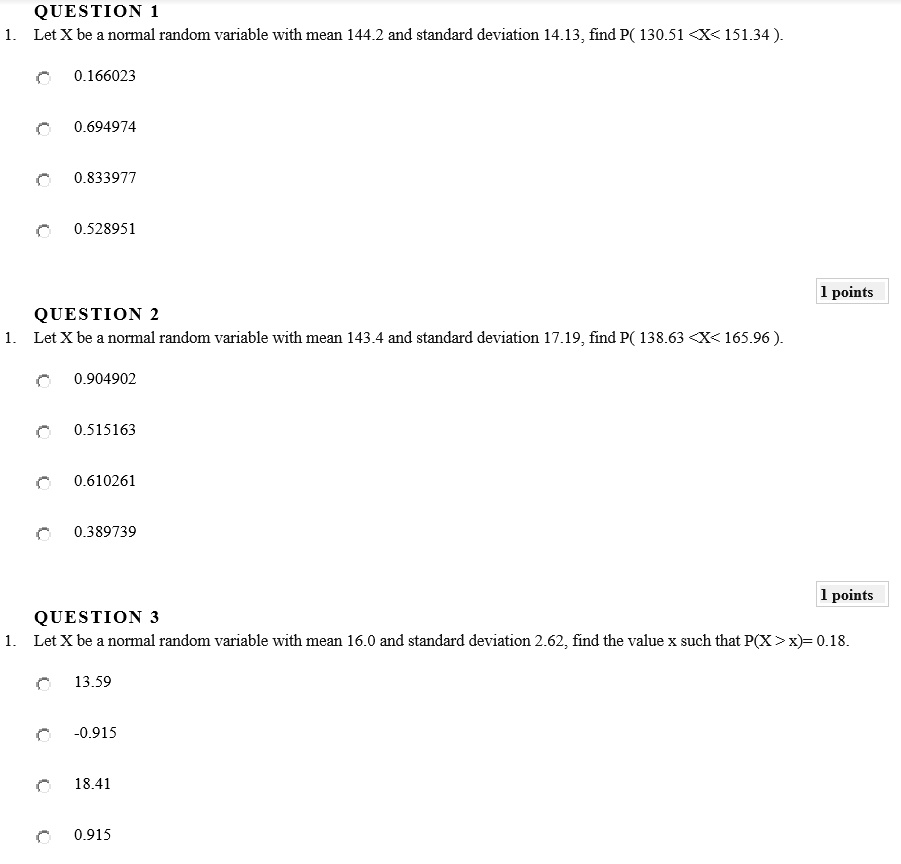 Solved QUESTION 1 Let X be a normal random variable with | Chegg.com