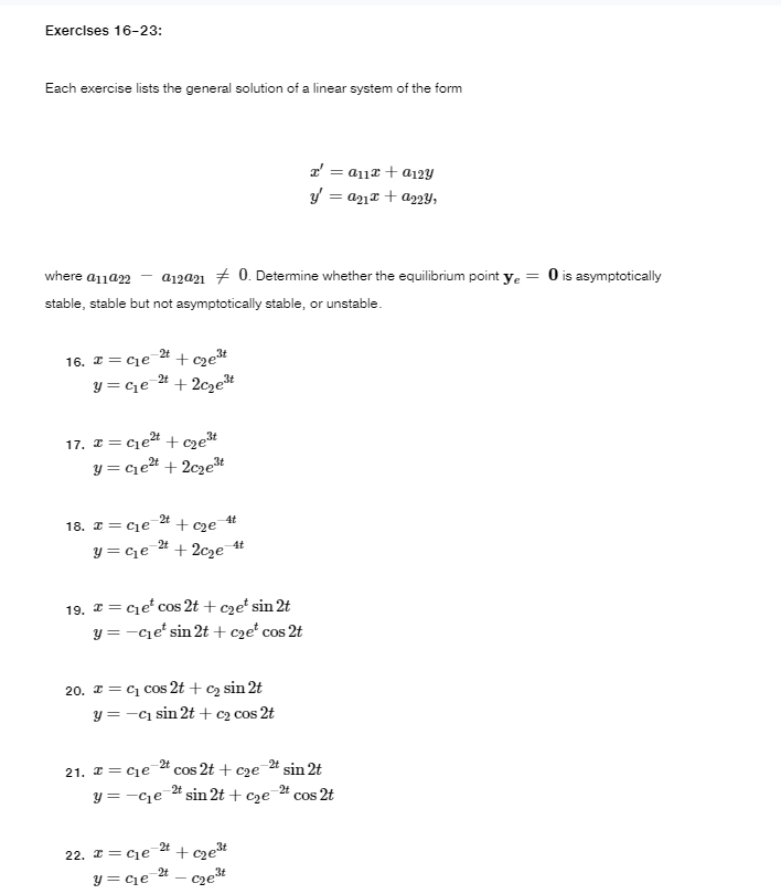 Solved Each exercise lists the general solution of a linear | Chegg.com