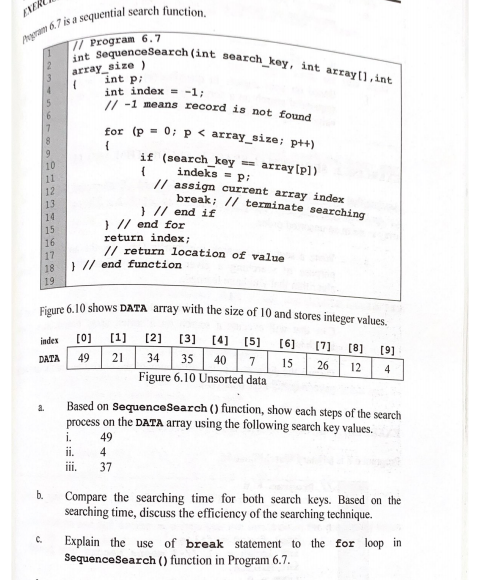 Solved 67 is a sequential search function. int | Chegg.com