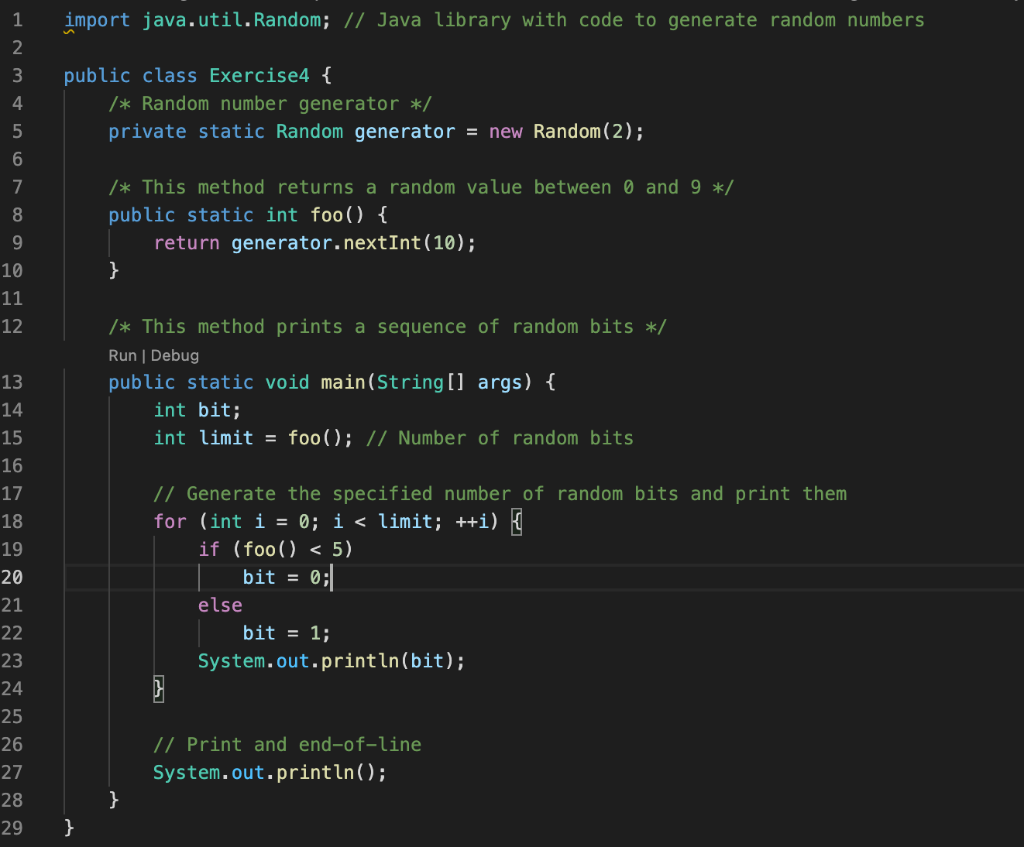 Solved How many bits does this program print?