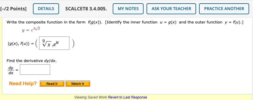 Solved [-12 Points] DETAILS SCALCET8 3.4.005. MY NOTES ASK | Chegg.com