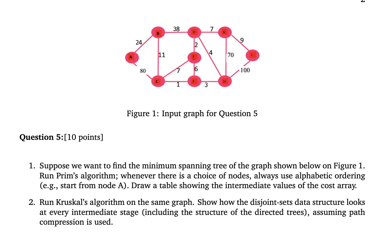 Solved 2 ง 38 7 D G B 24 9 2 11 4 70 1 А 80 6 100 F H 3 | Chegg.com