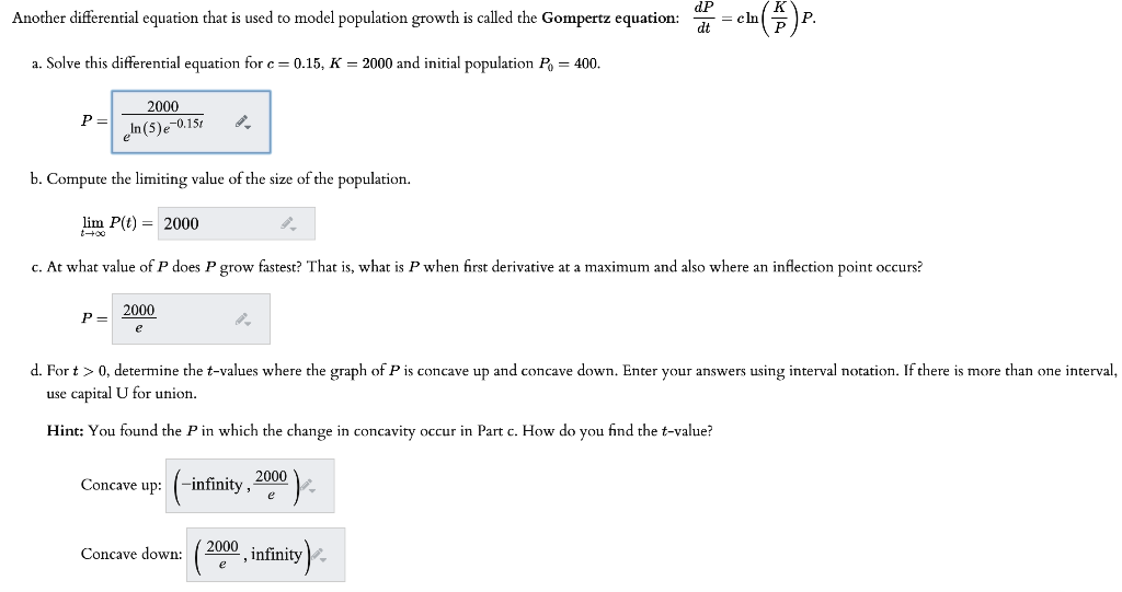 Solved Another differential equation that is used to model | Chegg.com