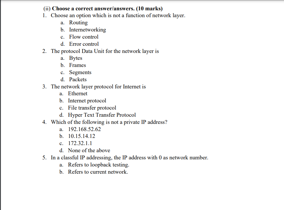 Solved (ii) Choose a correct answer/answers. (10 marks) 1. | Chegg.com