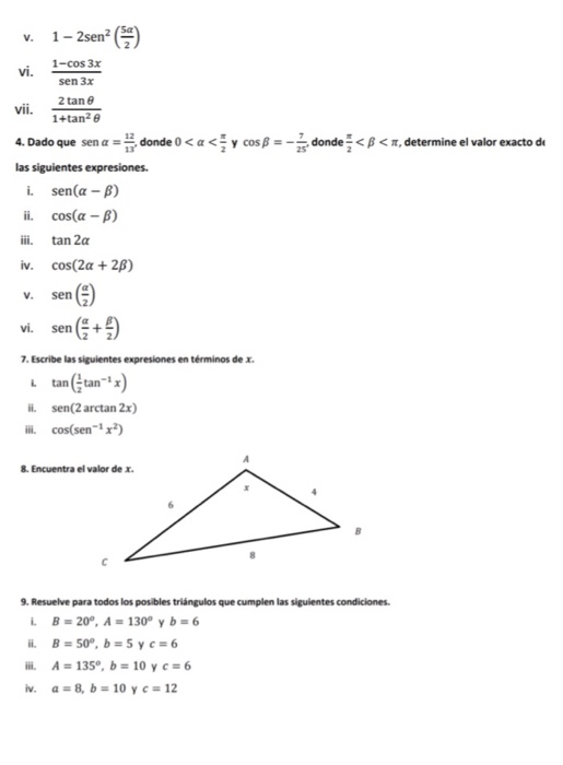 Solved 1. Encuentra el valor exacto de las siguientes | Chegg.com