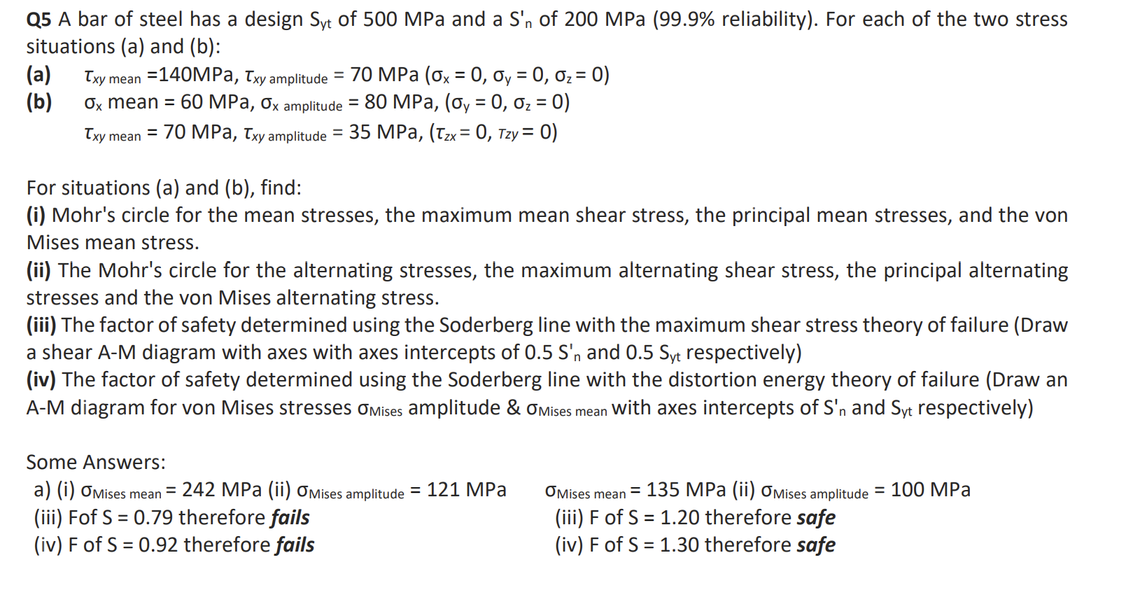 Solved Q5 A bar of steel has a design Syt of 500 MPa and a | Chegg.com