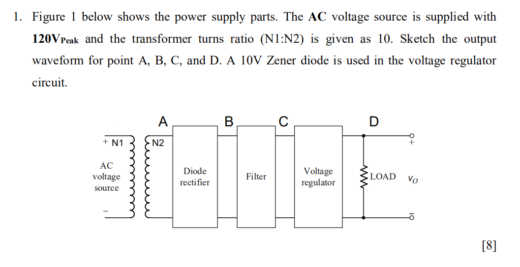Solved 1. Figure 1 below shows the power supply parts. The