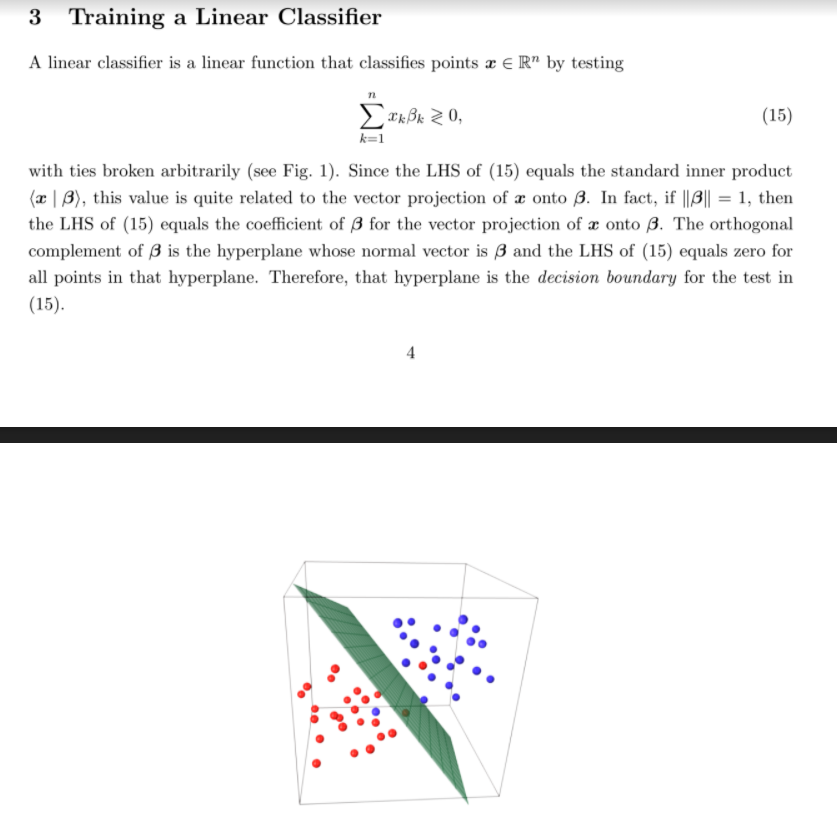 3 Training a Linear Classifier A linear classifier is | Chegg.com