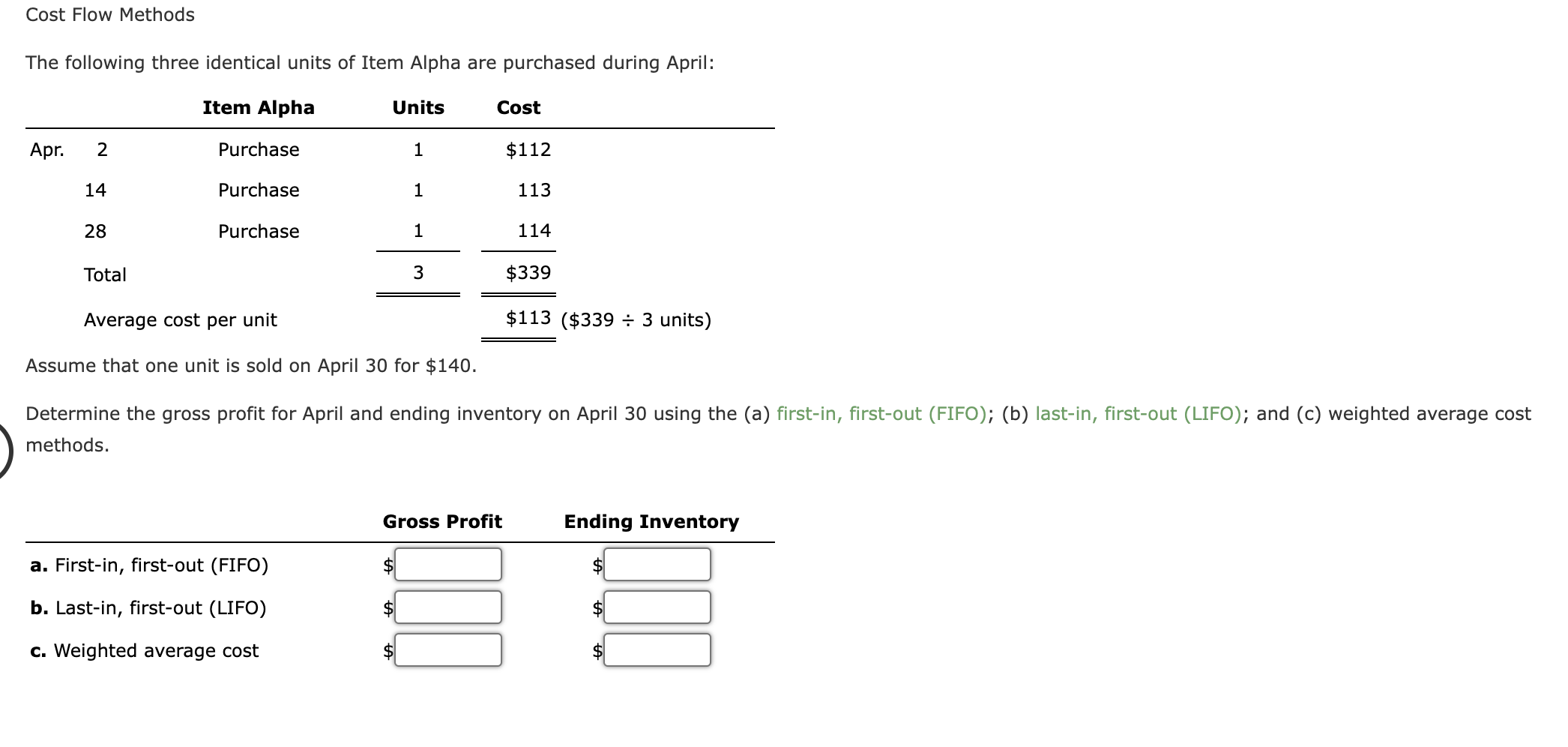 Solved Cost Flow Methods The following three identical units | Chegg.com