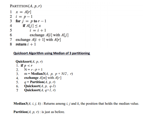 In Python Implement Quick Sort Using Median Of Th Chegg Com