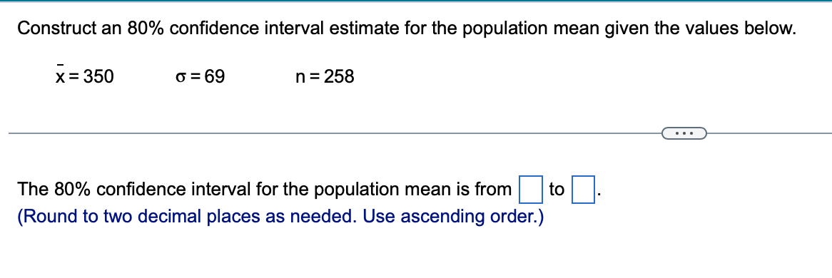Solved Construct an 80% confidence interval estimate for the | Chegg.com