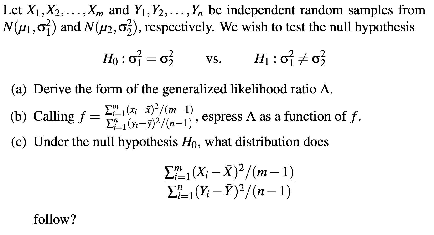 Let X1 X2 Xm And Y1 Y2 Yn Be Independent R Chegg Com