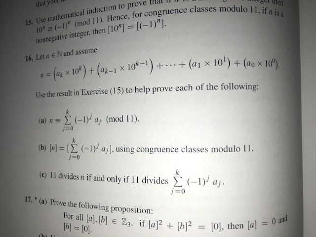 Modulo 11 Chapter Solved that you un mos then e classes modulo 11, if n is a | Chegg.com