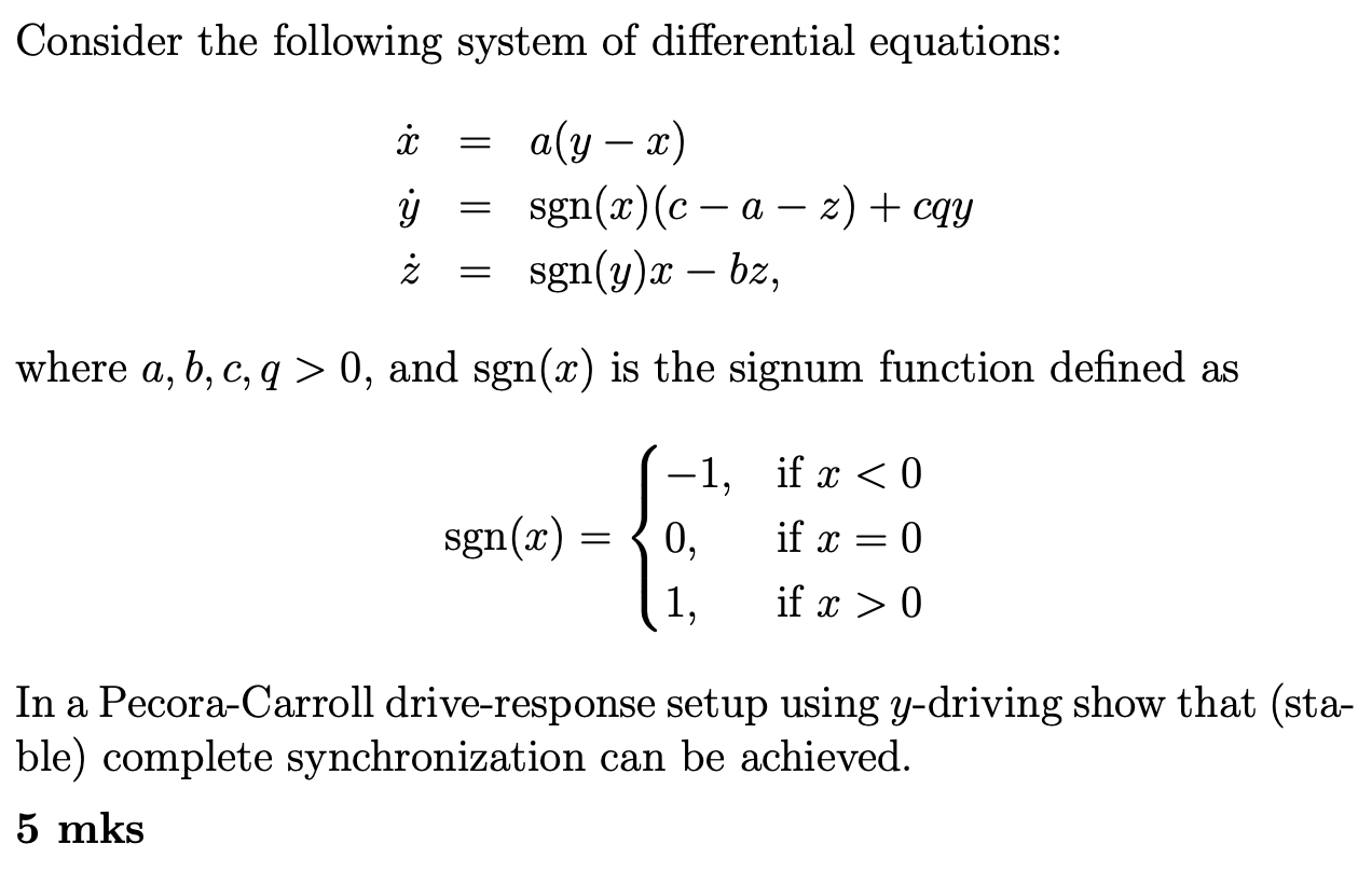 Solved Consider the following system of differential | Chegg.com