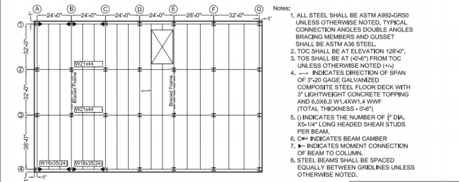 Solved For the W21x44 girder along line 2 in the drawing | Chegg.com