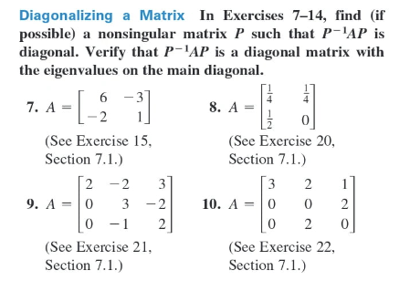 Diagonalizing A Matrix In Exercises 7 14 Find If Chegg 