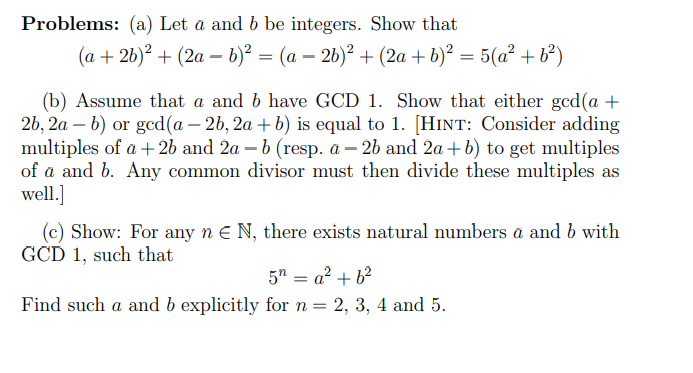 Solved Problems: (a) Let a and b be integers. Show that | Chegg.com