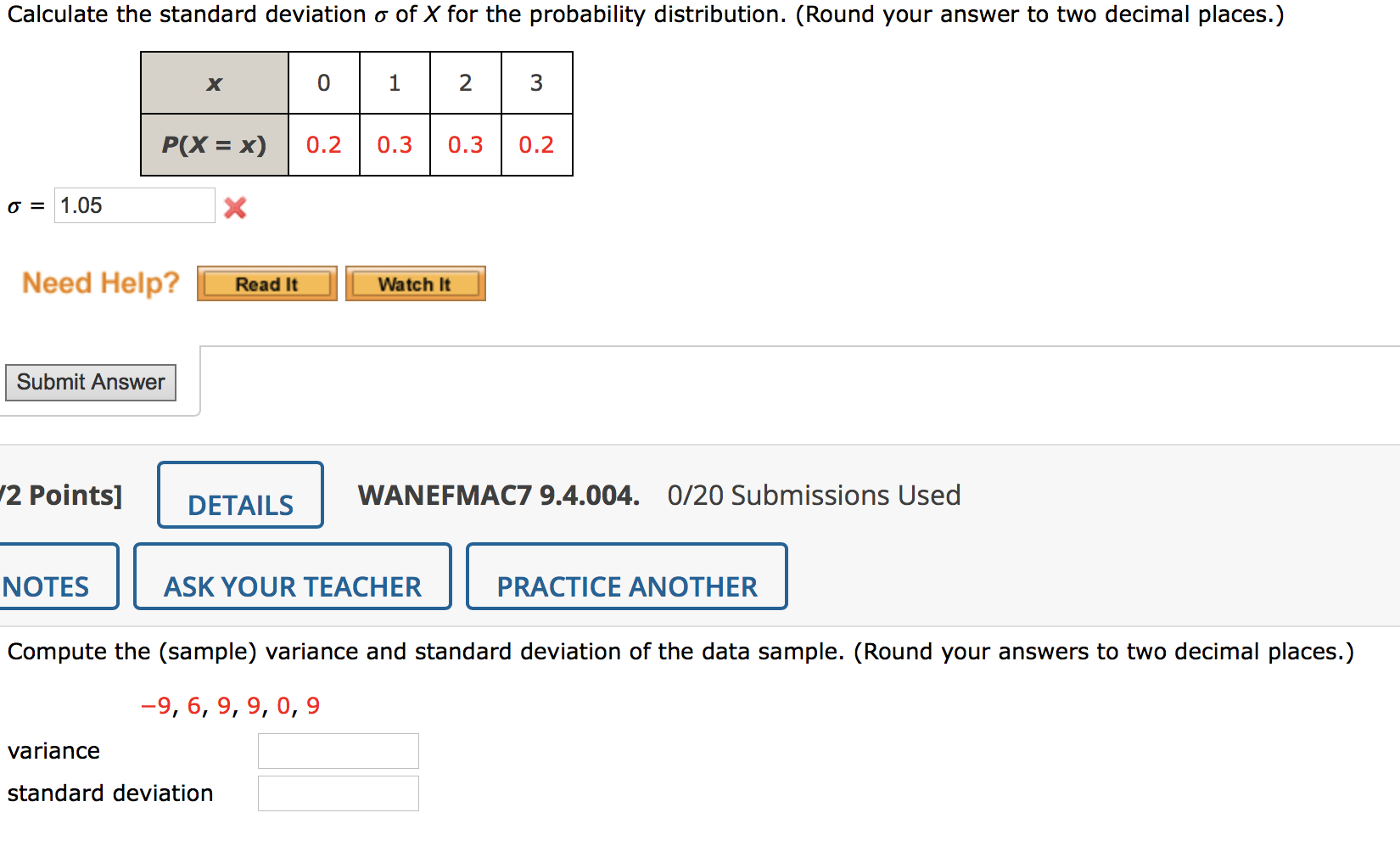 Solved Calculate the standard deviation o of X for the | Chegg.com