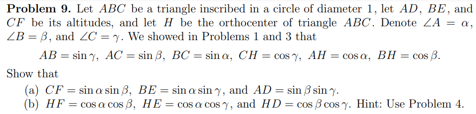 Solved Problem 9. Let ABC be a triangle inscribed in a | Chegg.com