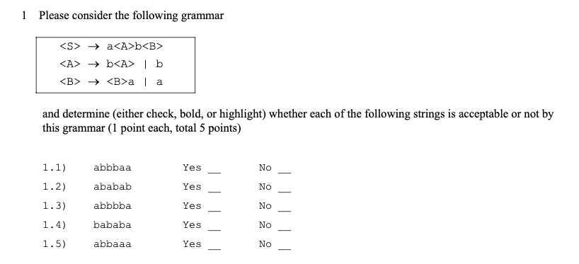 Solved 1 Please Consider The Following Grammar | Chegg.com