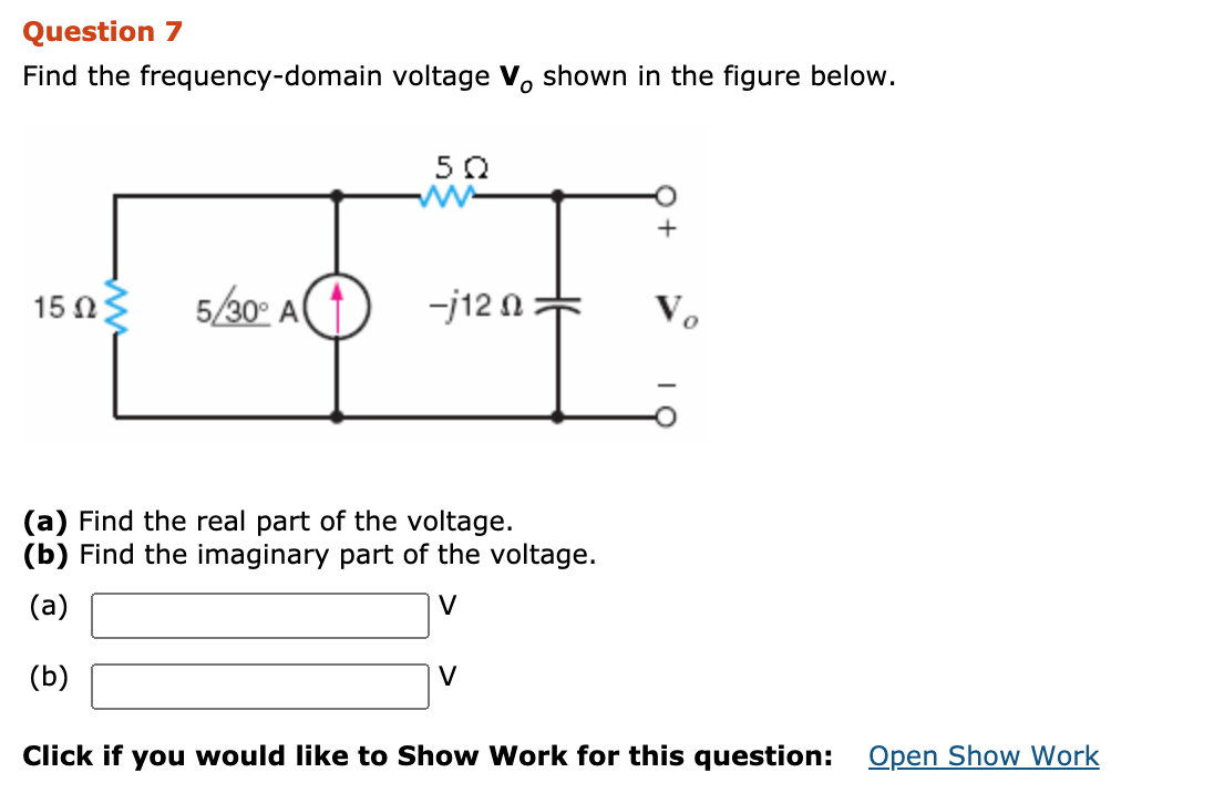 Solved Question 7 Find the frequency-domain voltage V, shown | Chegg.com
