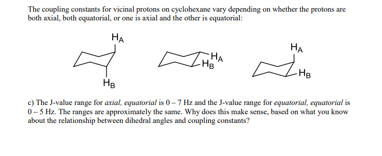 Solved The coupling constants for vicinal protons on | Chegg.com