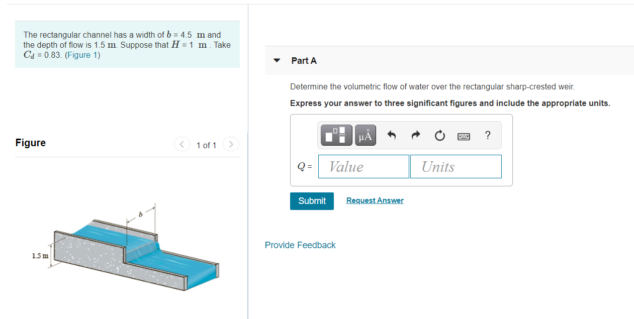 Solved The rectangular channel has a width of b = 4.5 m and | Chegg.com