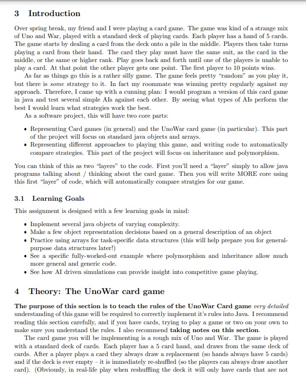 Solved Write Card and Deck class (please include all methods | Chegg.com